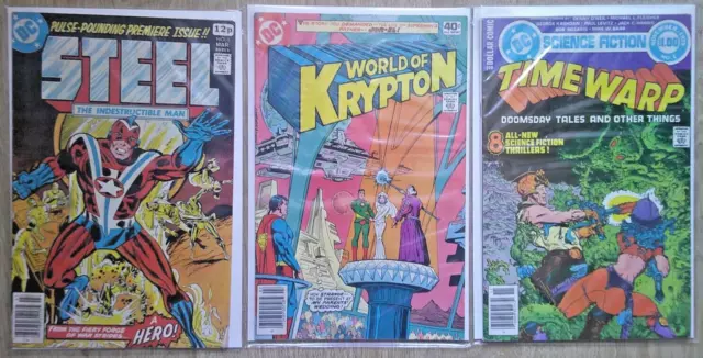 3 X 1St Editions From 1978/79 Steel No.1 , Timewarp No.1 & World Of Krypton No.1