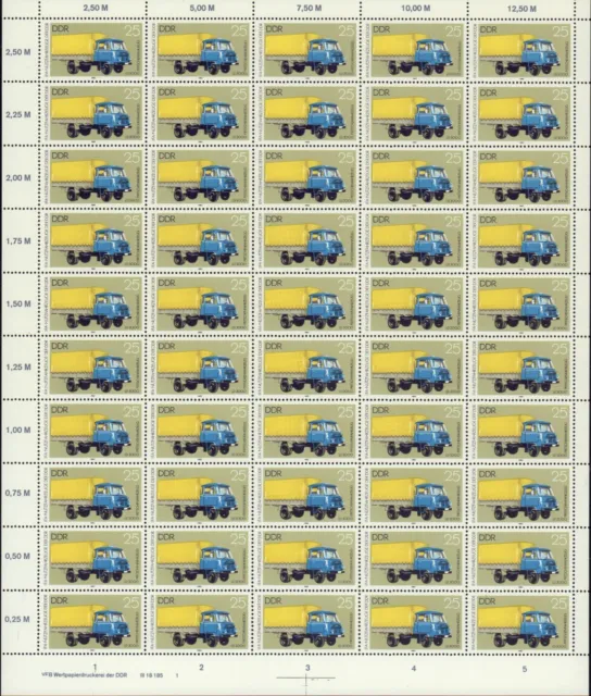 DDR Nr. 2747 mit WPD 1, postfrisch im Schalterbogen, Bogen, DV, Großbogen