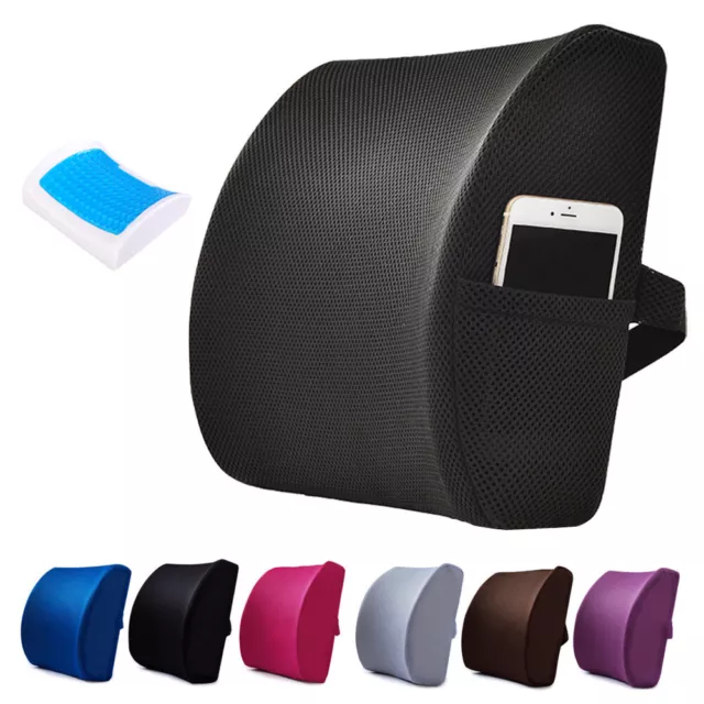 Gel Memory Foam Lumbar Support Back Cushion Pillow f/ Home Office Chair Car Seat