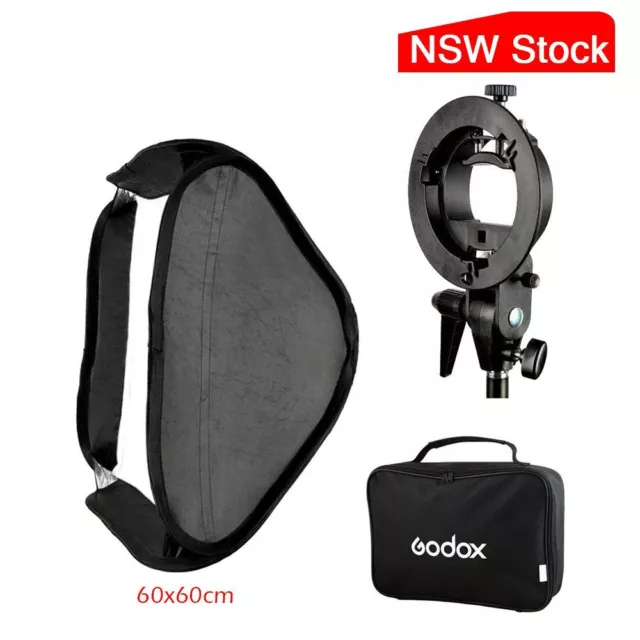 Godox 60x60cm Foldable Softbox + S-Type Flash Bracket Holder Bowens Mount Kit