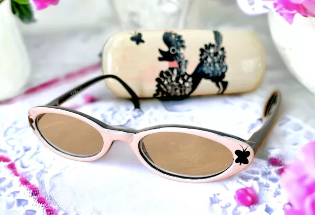 AJ Morgan PINK w/BUTTERFLY Reader Glasses & POODLE CASE Barbie Pink Frames