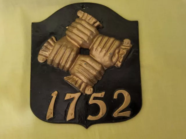 Vintage Fire Mark Plaque No. 175 Cast Iron Insurance Firefighters Fireman's Sign