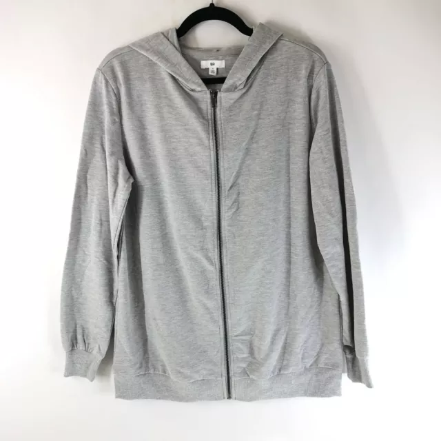 BP Womens Hoodie Full Zip Long Sleeve Basic Gray Size XXS