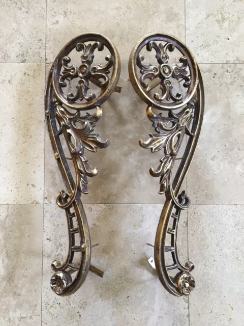 Vintage Custom Made Cast Iron Ornate Drapery Curtain Tie Backs Lot of 2