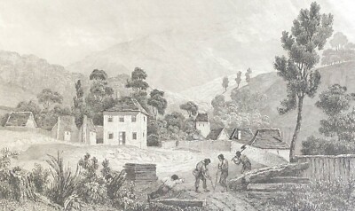 La ville de Hobart en Tasmanie AUSTRALIE Van Diemen Gravure du 19e siècle 