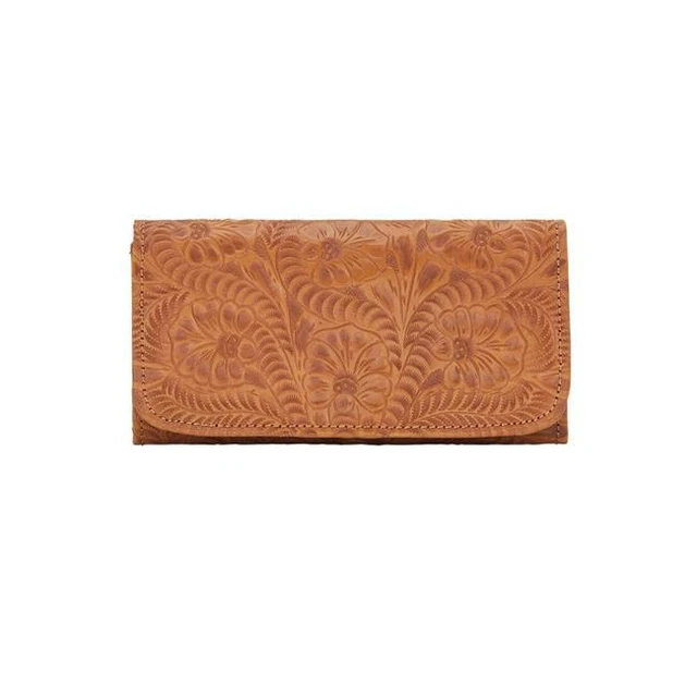 American West 6615282 Ladies Tri-Fold Wallets, Golden Tan