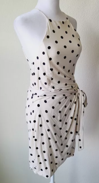 HOUSE OF HARLOW 1960 X REVOLVE Rya Halter Dress Small Wrap Skirt Mini Polka Dot 3