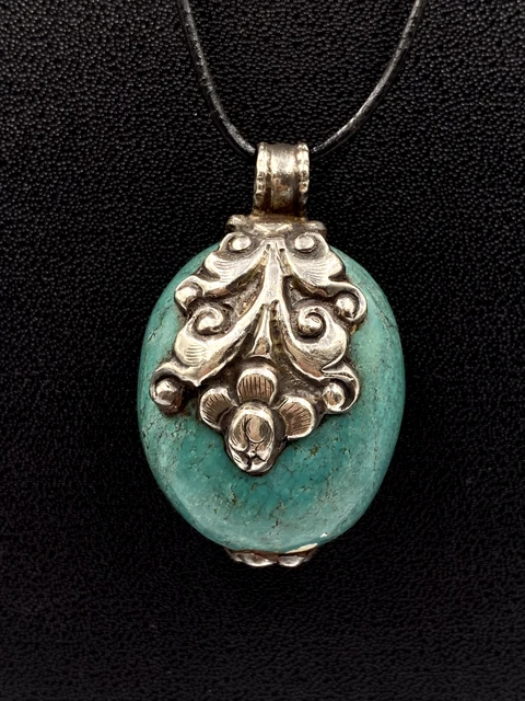 Nativi Argento Sterling Turchese Fiore Ciondolo Navajo 41.1 Grames