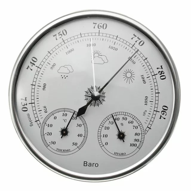 Wand Wetterstation Thermometer Barometer Hygrometer Maritim 13cm Außen Innen DH