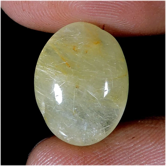 9.00 Carat Naturel Doré Aiguille Rutile Quartz Ovale Cabochon Desseré Gemme v490