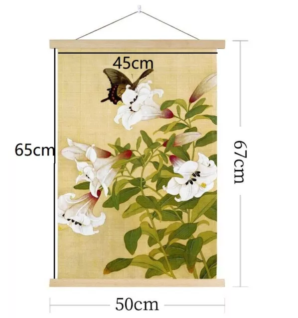 1X Retro Wall Hanging Tapestry Chinese Flower Birds Fabric Picture Wooden Frame 3