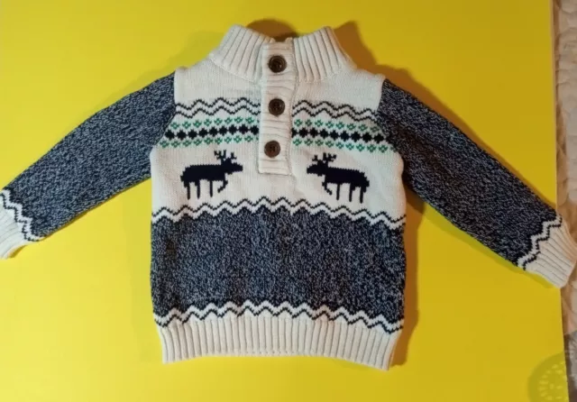 Gymboree Moose Sweater BLUE Size 6-12 Months. EUC. Perfect! Warm.So cute. 3 butt