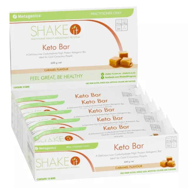 Metagenics Keto Bars Caramel 60g (box of 10) Low Carb/High Protein