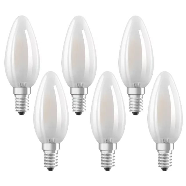 6 x Osram LED Filament Leuchtmittel Kerze 4W =40W E14 matt 840 neutralweiß 4000K