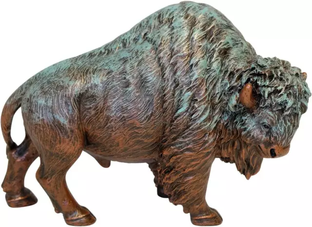 Bronze Colored Finish Bison Statue Buffalo American Icon Resin Sculpture