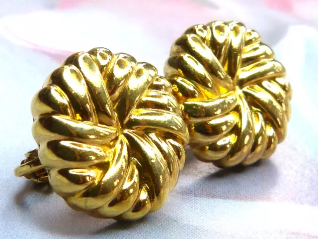 Vintage 1980er Jahre vergoldete Liebesknoten Brötchenförmige Clip-on-Ohrringe