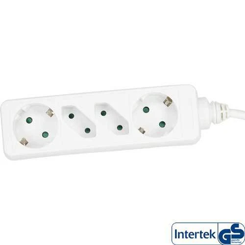 Enchufe InLine, negro, 4x, 2x contacto de protección + 2x euros