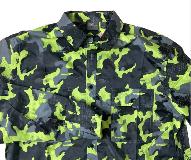 asos shirt Mens L Button Up long sleeve Camo Yellow Gray New Camouflage