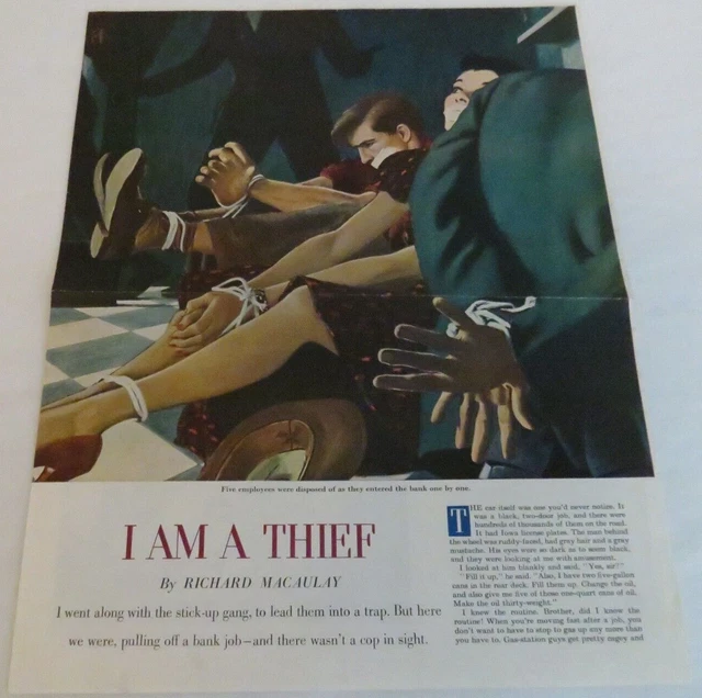 George Hughes Artist Illustration Magazine Clipping Bank Robber Noir Hostages
