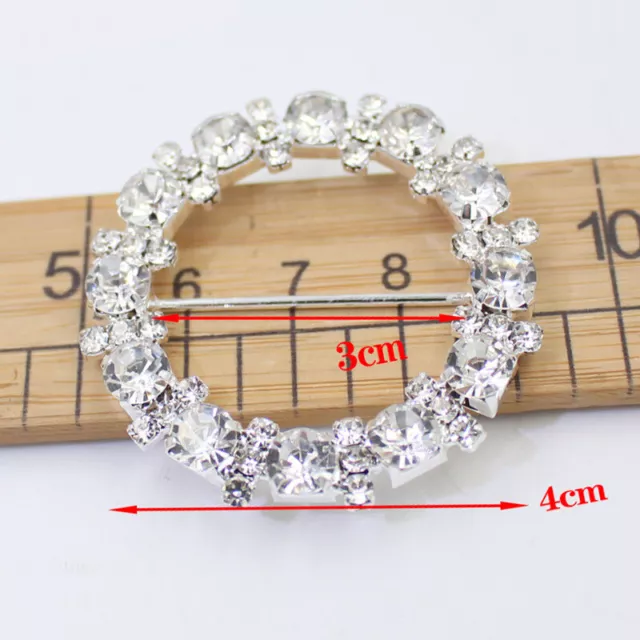 1PC Decorative Silver Crystal Rhinestone Slide Buckle Round Mini DIY Accessory