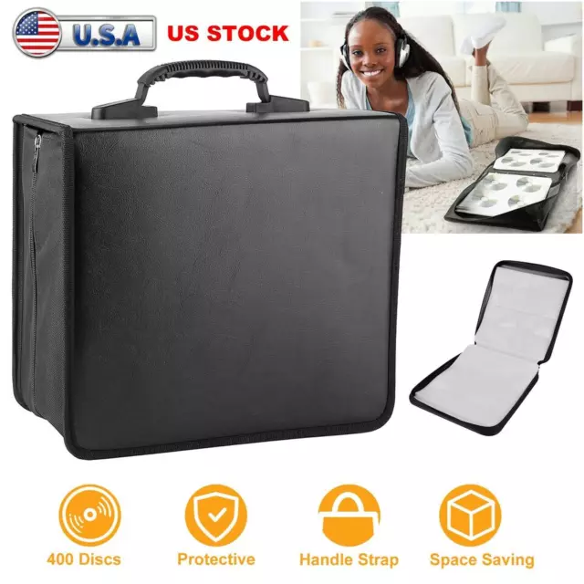 400 Disc CD/DVD Wallet Binder Book Sleeves Disc Storage Bag Carrying Cases Black