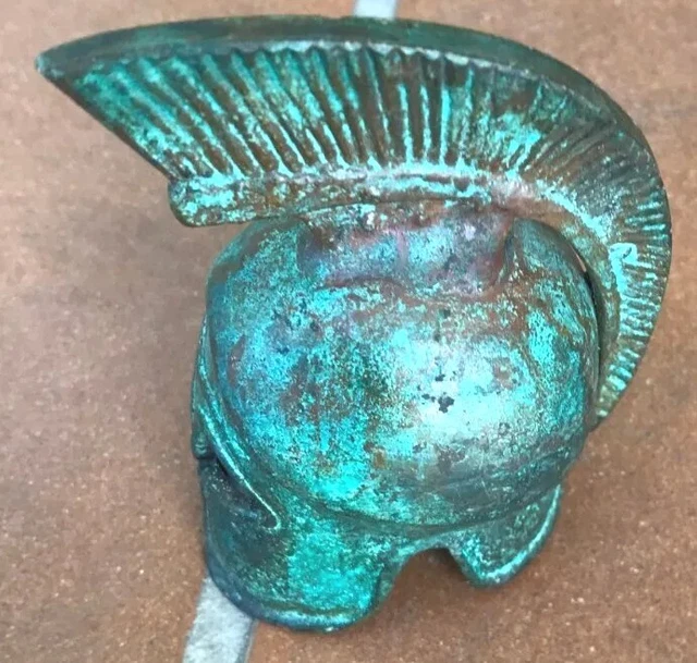 Antique Brass Gladiator Spartan Warrior Helmet Figurine.