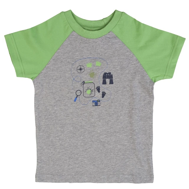 People Wear Organic Ragazzi Raglan T-Shirt Manica Corta Grigio Verde