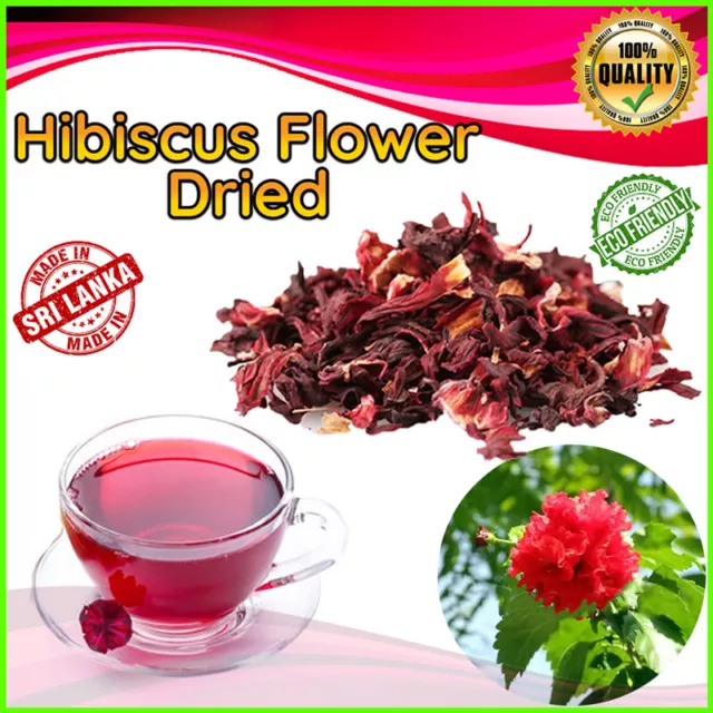 Organic HIBISCUS FLOWERS Herbal tea Hibiscus Sabdariffa Ceylon Pure Dried  50g