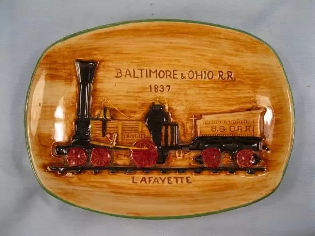 Pennsbury Pottery Train Tray Plate Lafayette Baltimore & Ohio Railroad #3 (O2)