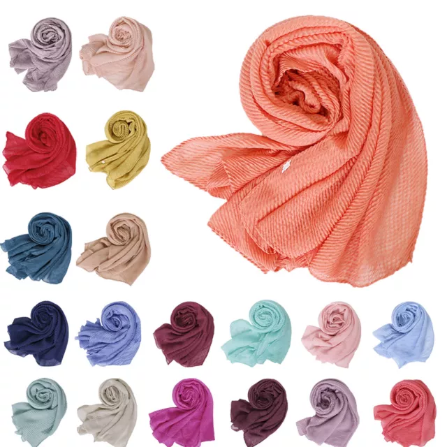 Premium Viscose Maxi Crinkle Cloud Hijab Scarf Shawl Soft Islam Muslim Headscarf