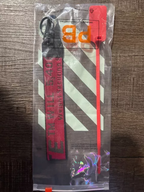 OFF WHITE Lanyard Keychain Industrial Clasp Red and Black With Zip Tie New