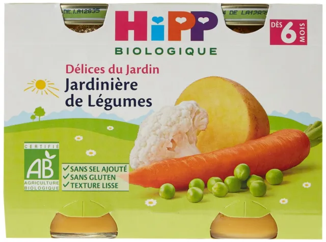 Hipp Biologique Délices du Jardin 3 variedades a partir de 6 meses 12x 190g NUEVO MHD 30/07/24
