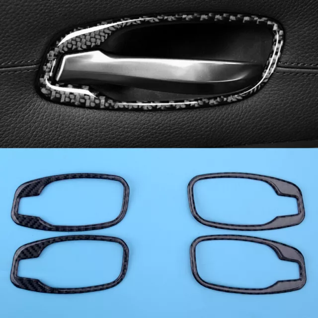 Carbon Fiber Interior Door Handle Bowl Cover Trim Fit For BMW 5 Series E60 06-10