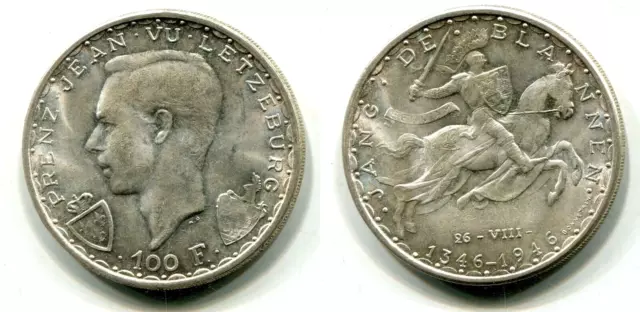 100 Francs Luxemburg 1946 Silber  "Johann der Blinde"