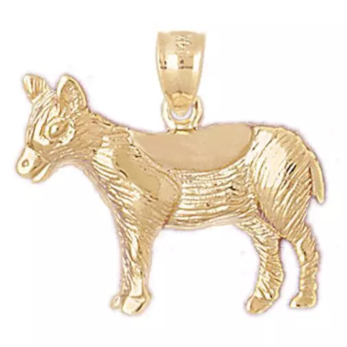 New 14k Yellow Gold Mule Donkey Pendant