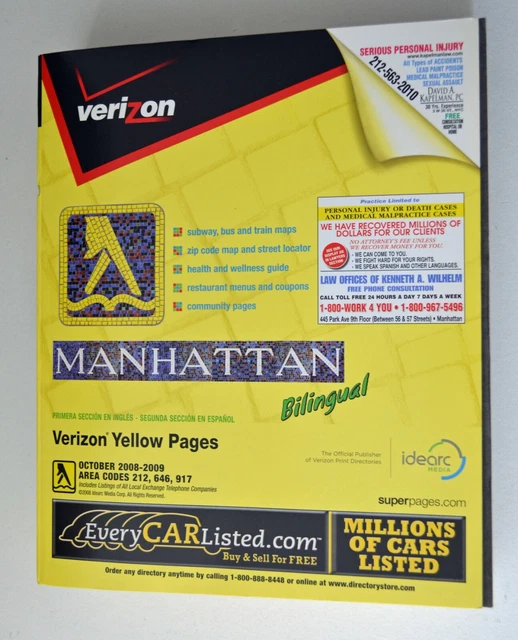 Yellow Book Manhattan 2001-2002 電話帳　NYC Yellow Book Manhattan 2001-2002 電話帳NYC