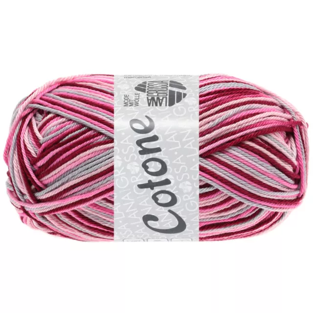 Wolle Kreativ! Lana Grossa - Cotone Print - Fb. 327 rosa/pink/bordeaux/grau 50 g