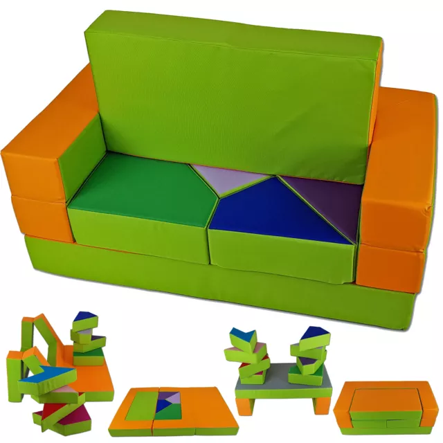 Sofá de juegos sofá infantil 4 en 1 habitación infantil rompecabezas sofá de habitación infantil sofá sofá suave naranja