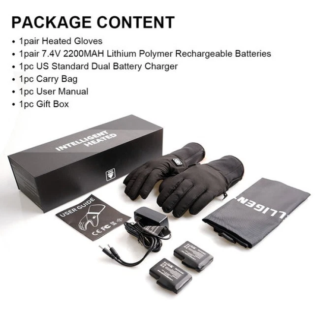 INTELLIGENT HEATING Heated Gloves Liners Electric Gloves n Rechargeable Battery