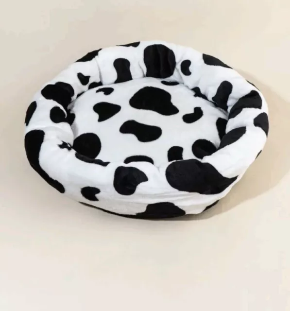 Dog Bed Cow Print Warm Pet NEW Beds Comfy Fluffy thick Donut Washable 19 Inch