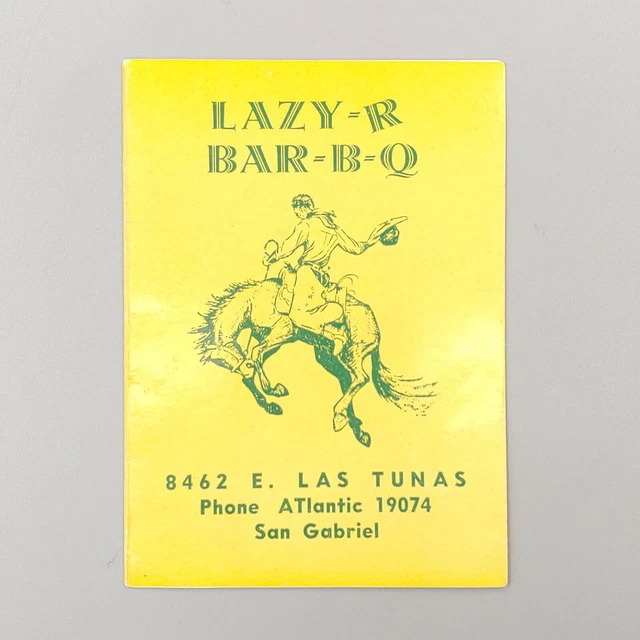 RESTAURANT POSTCARD MENU Lazy R BarBQ Los Angeles California 1950s