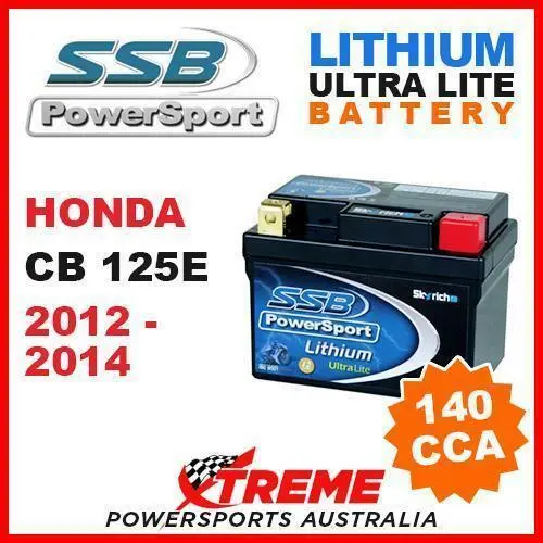 Ssb 12V Lithium Ultralite 140 Cca Battery Honda Cb125E Cb 125E 2012-2014 Moto