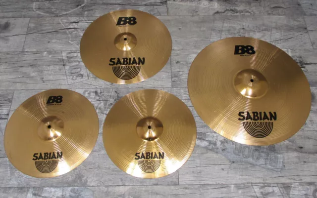 Sabian B8 Beckensatz 14 Hi-Hat, 16 Crash, 20 Ride Cymbal Schlagzeug •TOPZUSTAND•