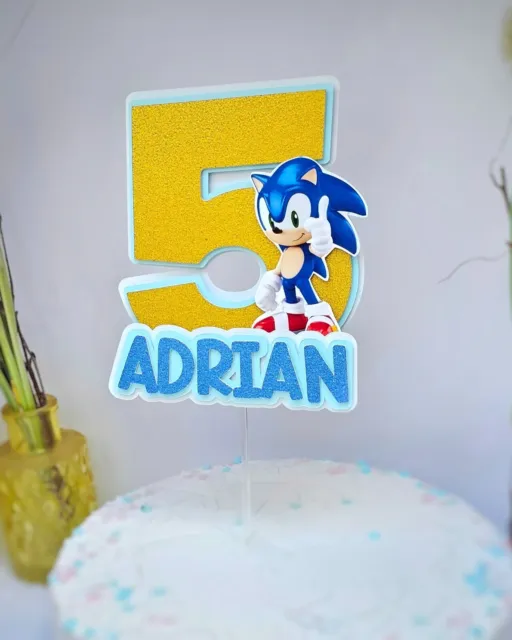 Personalisierte Sonic CakeTopper  Kuchendeko Tortenfiguren Name Birthday Deko