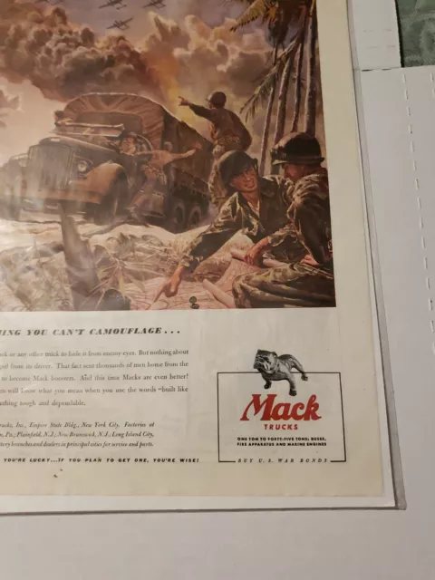 Sep 23 1944 Saturday Evening Post MACK ARMY TRUCK WWII Battle art print ad 2