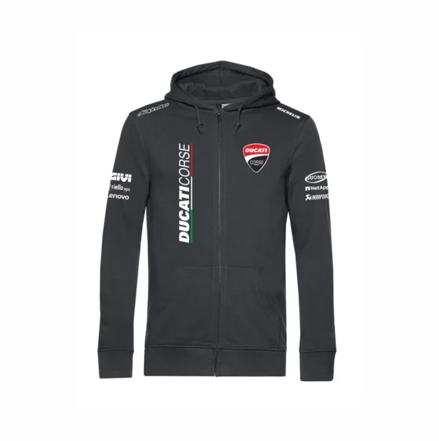 Felpa con cappuccio ZIP nera DUCATI CORSE team MOTOGP gara FANS