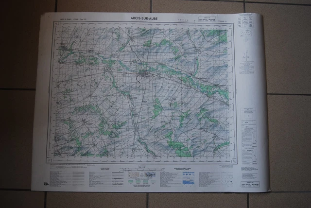 T1 Carte France ARCIS SUR AUBE 1970 plan 1/50000 type 1922 n°5 old map IGNF