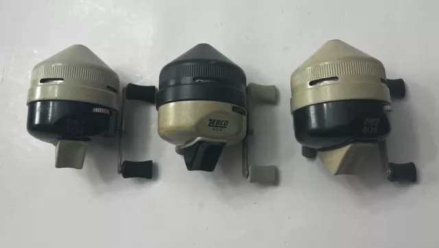 VTG ZEBCO 404 Fishing Reels Lot Of 3 Tested Working Serviced ONE