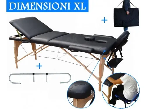 Table de massage 3 zones NOIR + Porte Rouleau Cosmetique lit esthetique pliante