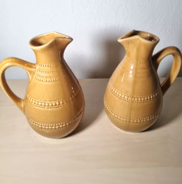 Lot de 2 Anciens Pichet Broc Cruche Jug en Grès vernissé  France Vintage